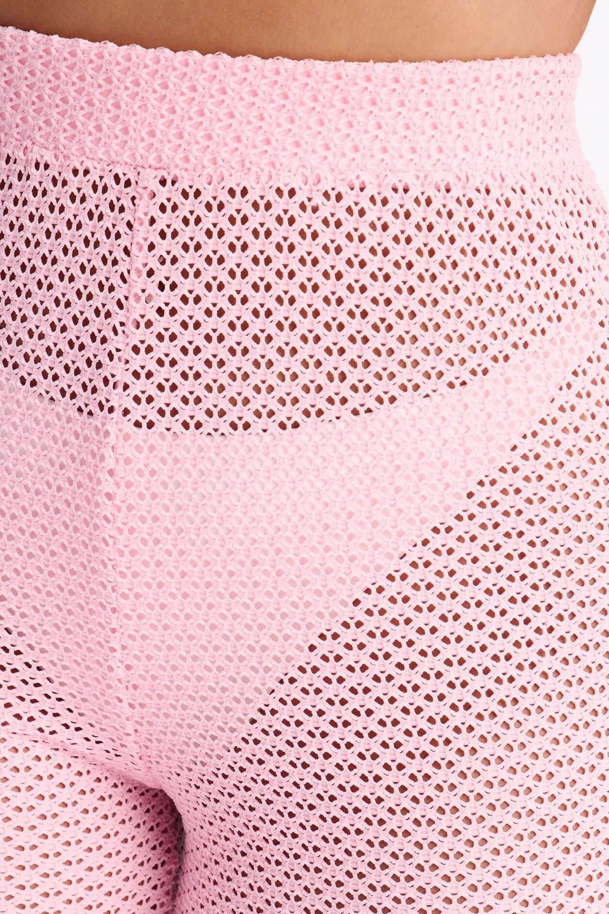 Warm Breeze Fishnet Swim Cover Up Pants - Pink
