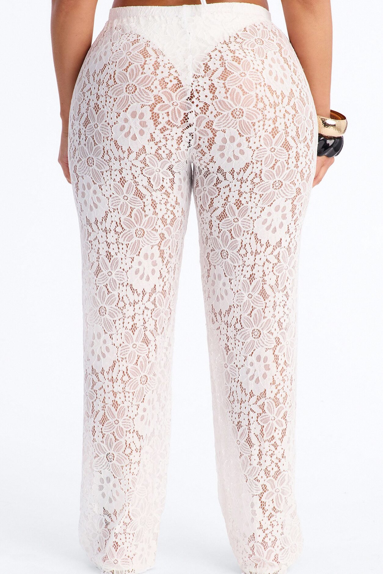 Keeping It Lacey Swim Lace Cover Up Pants - White