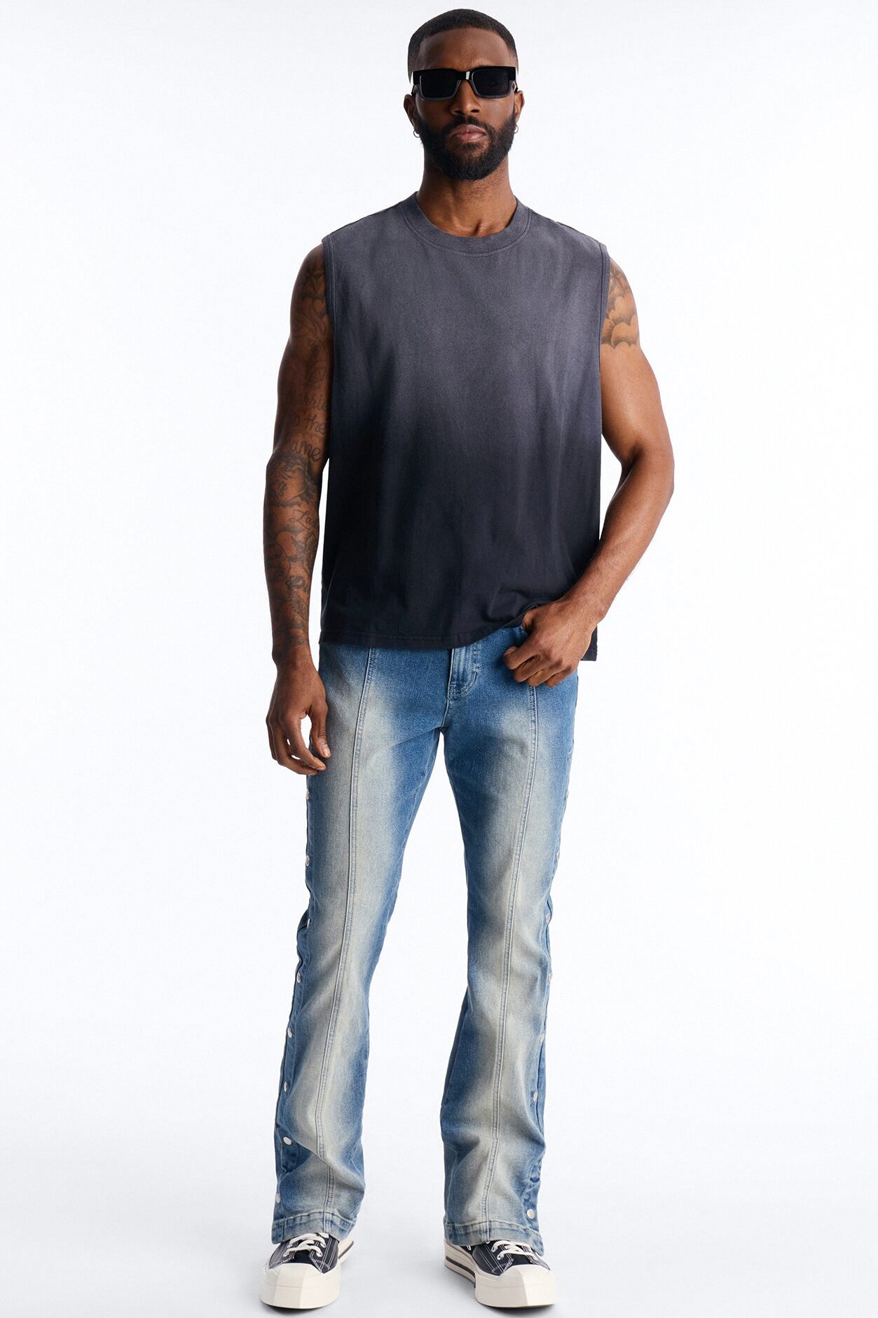 Washed Muscle Tee - Black