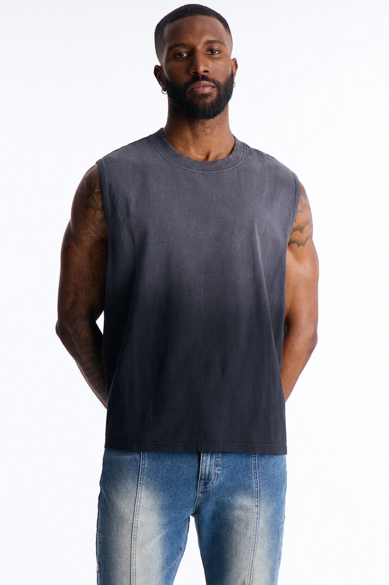 Washed Muscle Tee - Black