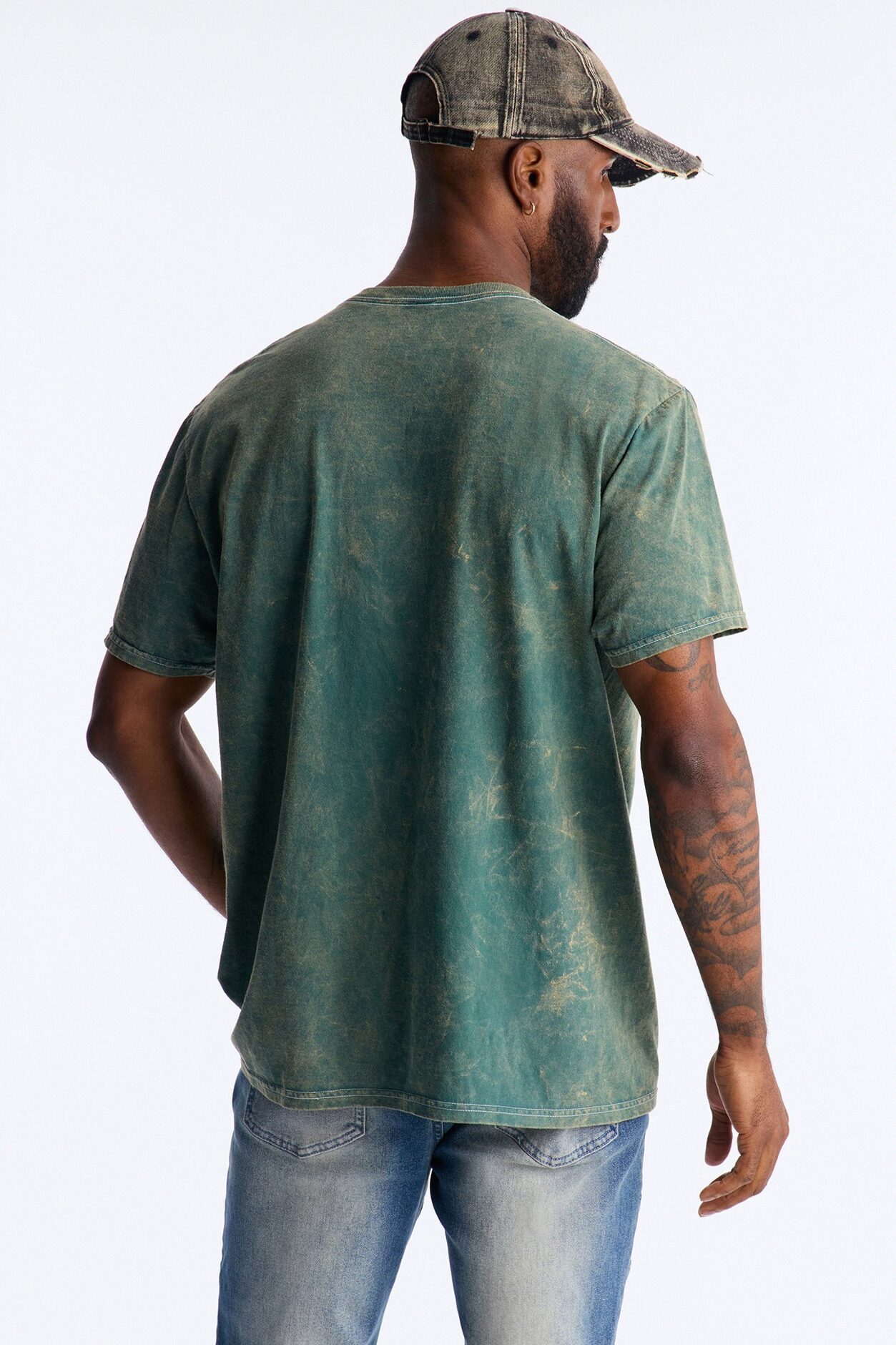 Amen Praise The Lord Rosary Studded Detail Graphic Short Sleeve Tee - Hunter Green
