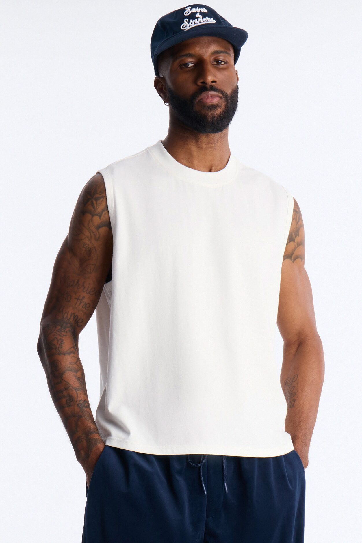 Cropped Muscle Tee - White