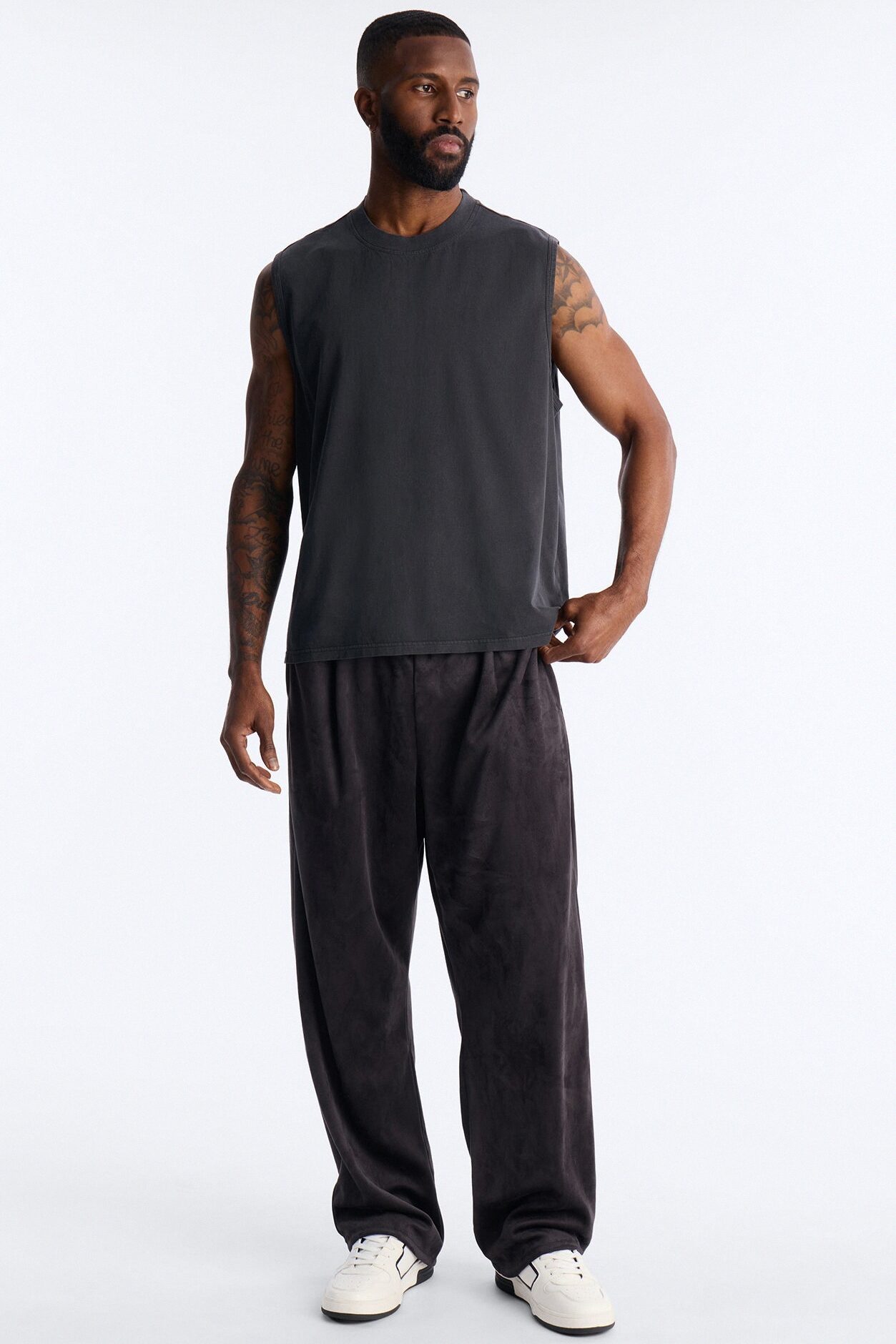 Cropped Muscle Tee - Black Wash