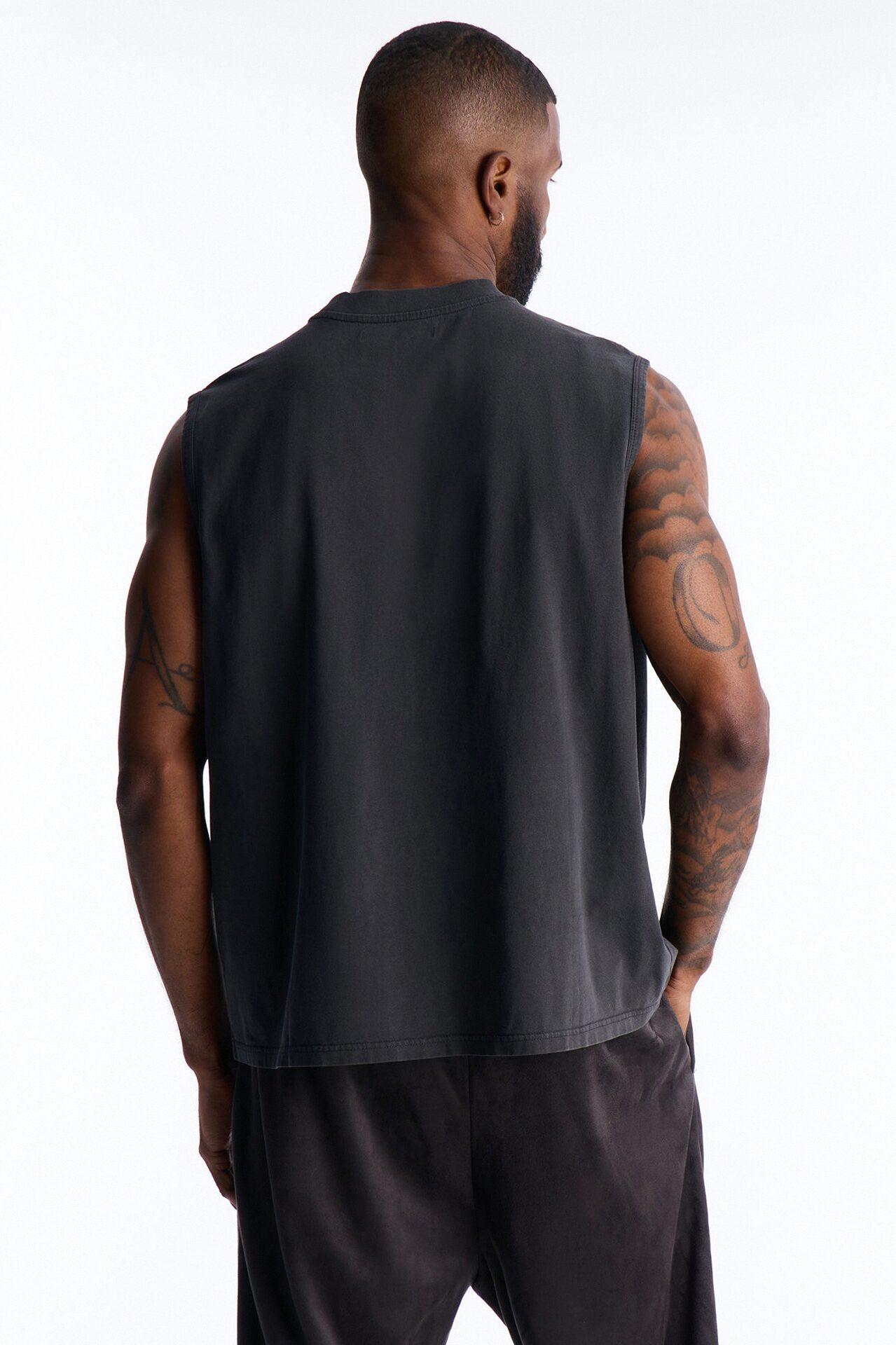 Cropped Muscle Tee - Black Wash