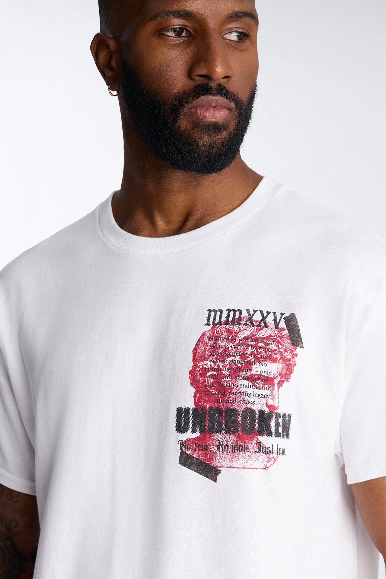 Unbroken And Focused Oversized Short Sleeve Tee - White