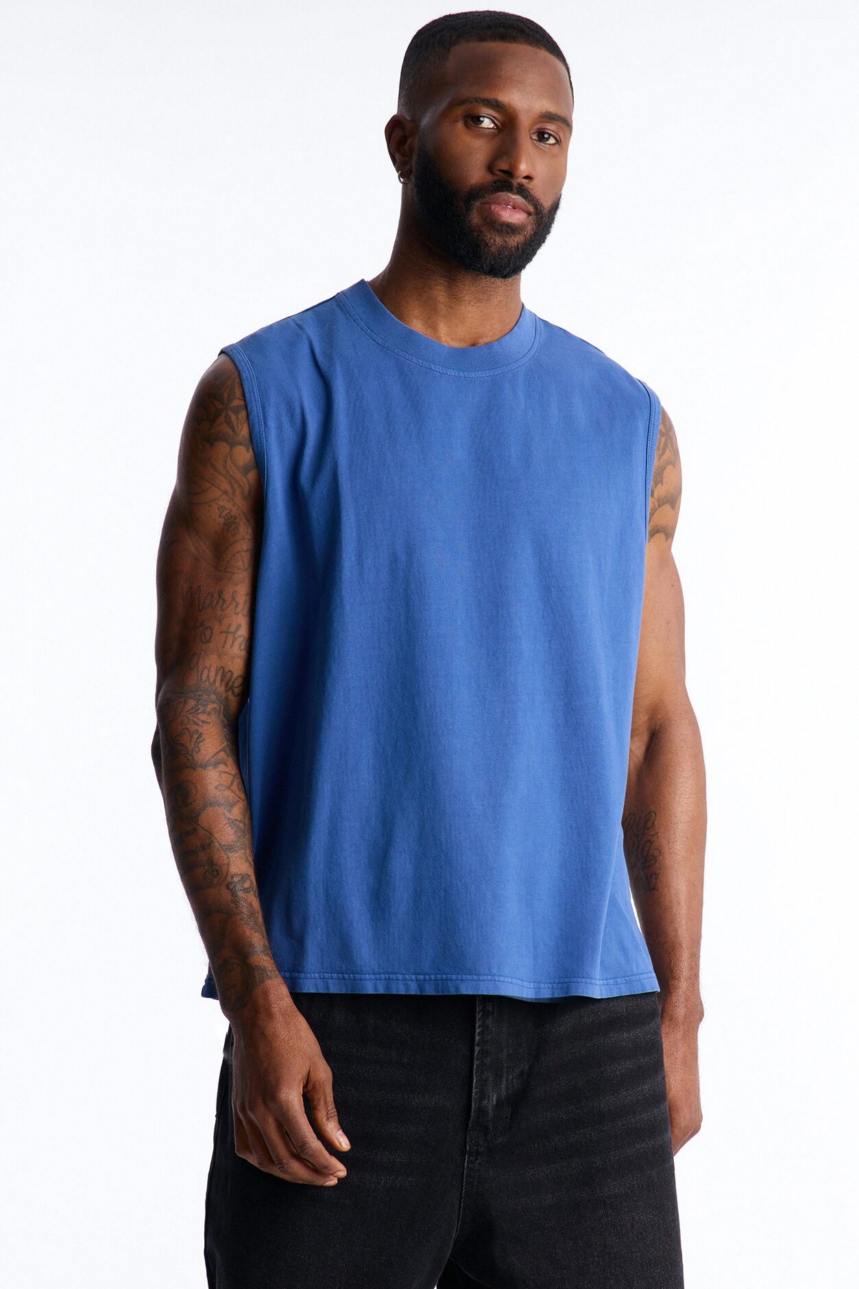 Cropped Muscle Tee - Blue