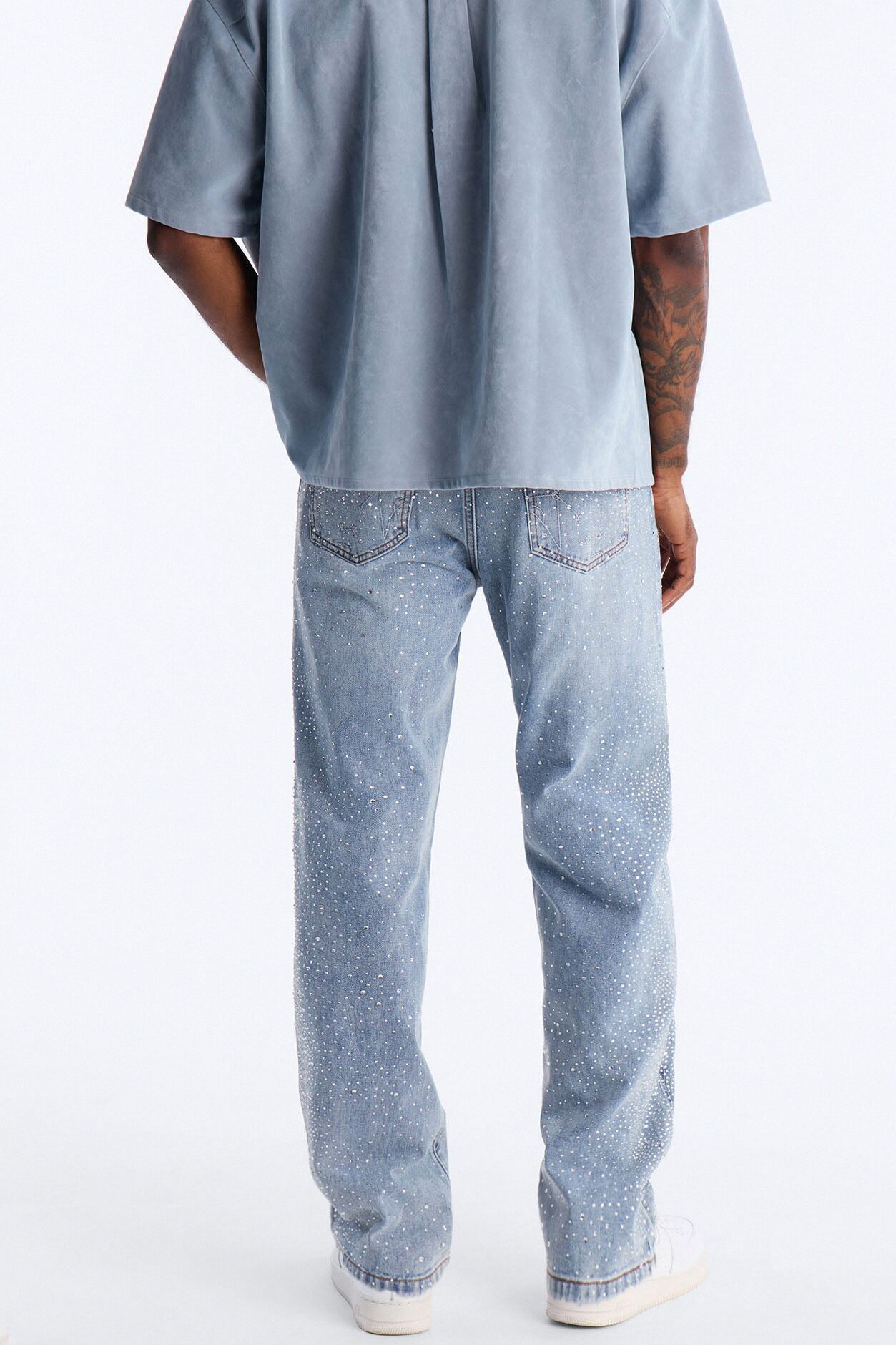 Rhinestone Interstellar Straight Jean - Light Wash