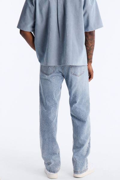 Rhinestone Interstellar Straight Jean - Light Wash