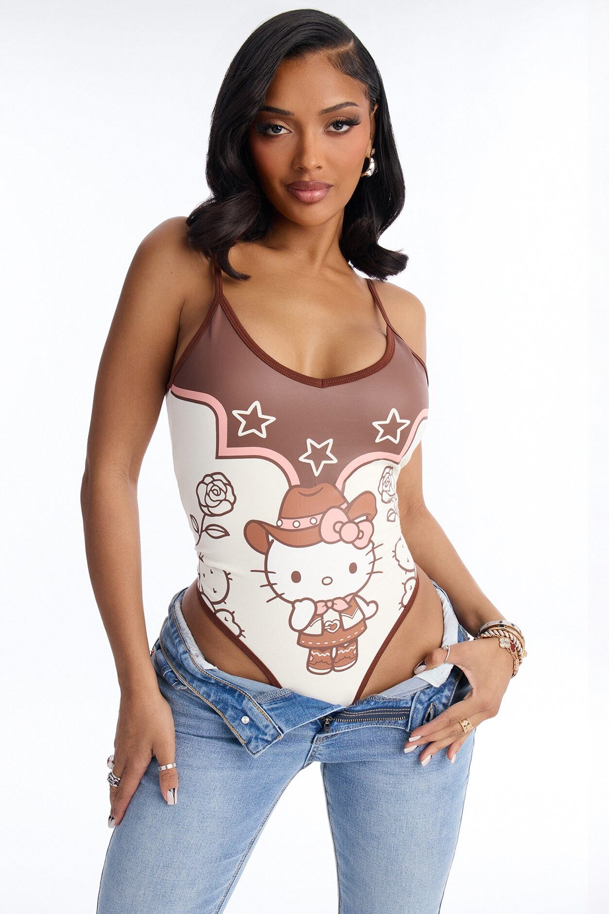 Hello Kitty Western Bodysuit - Cream