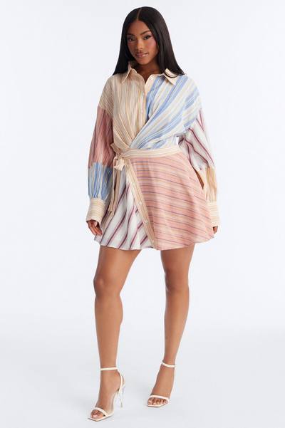 Shiloh Striped Linen Mini Dress - Multi Color