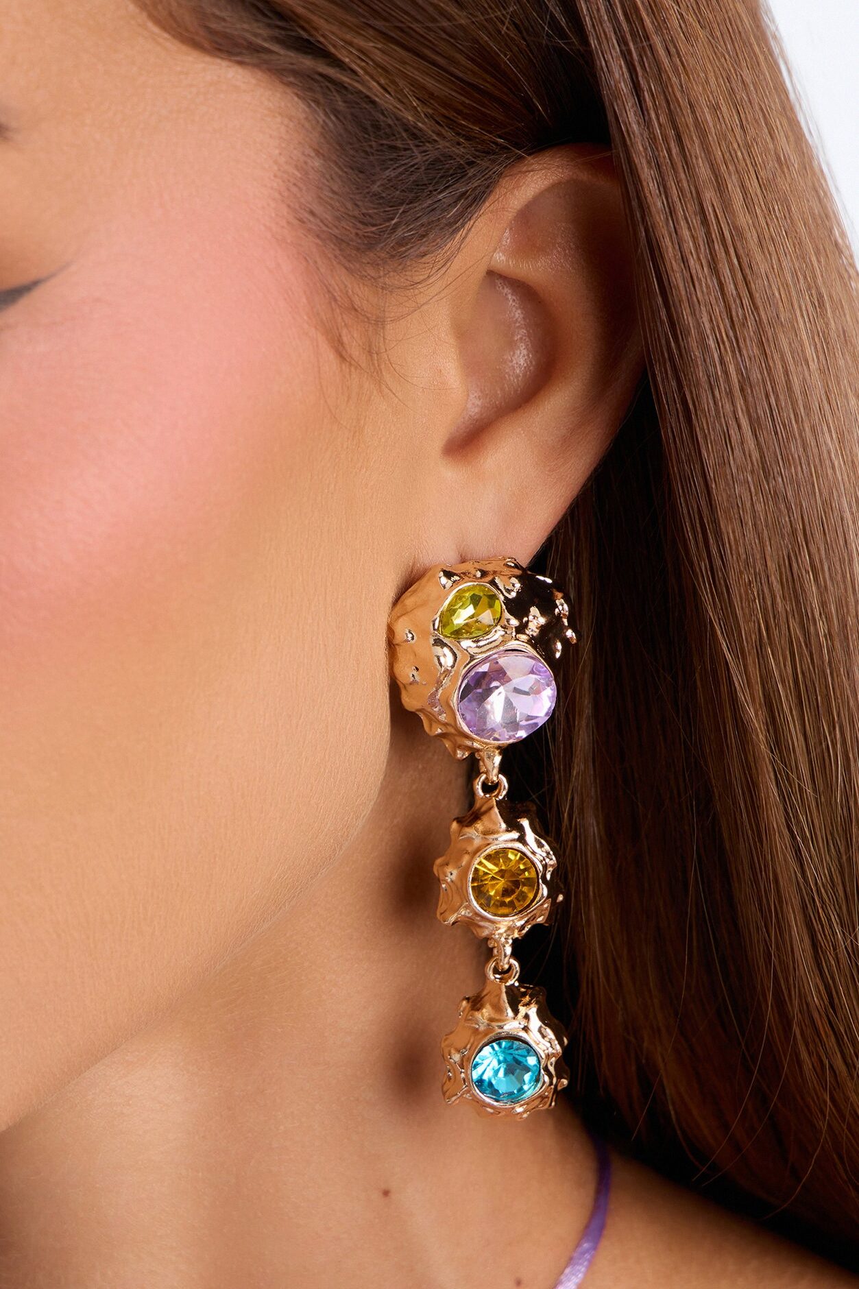 Lilly Jeweled Drop Earrings - Multi Color