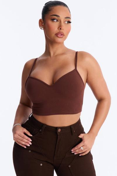 Maya Sweetheart Neck Padded Cami - Brown
