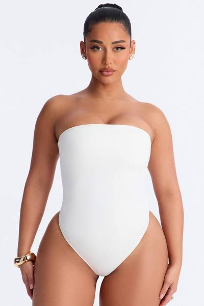 Daisy Double Layer Tube Top Bodysuit - White