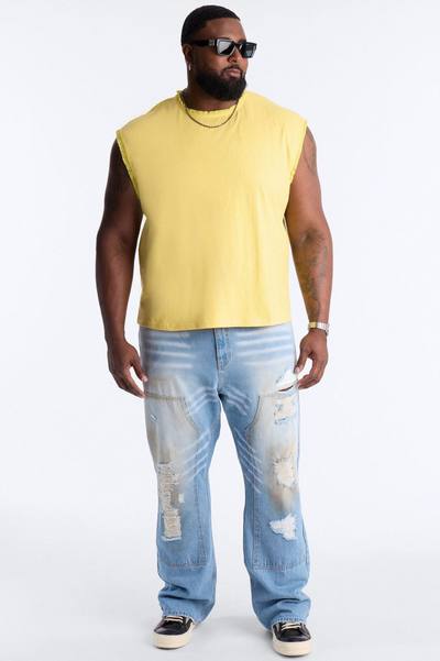 Relaxed Raw Edge Muscle Tee - Yellow