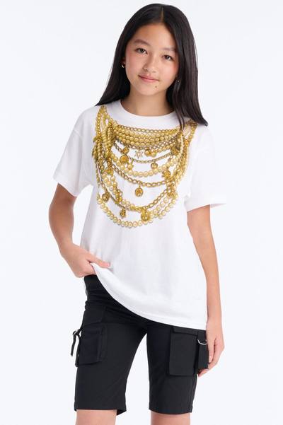 Mini Chains On My Neck Oversize Tee - White