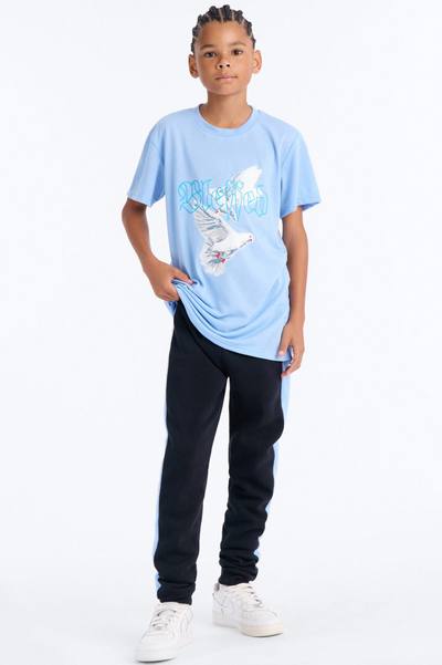 Mini Blessed As Usual Jogger Pant Set - Blue/combo