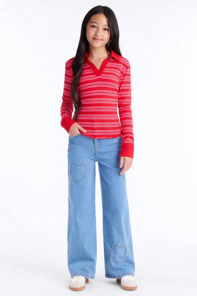 Mini Heart Of Mind Wide Leg Jeans - Medium Wash