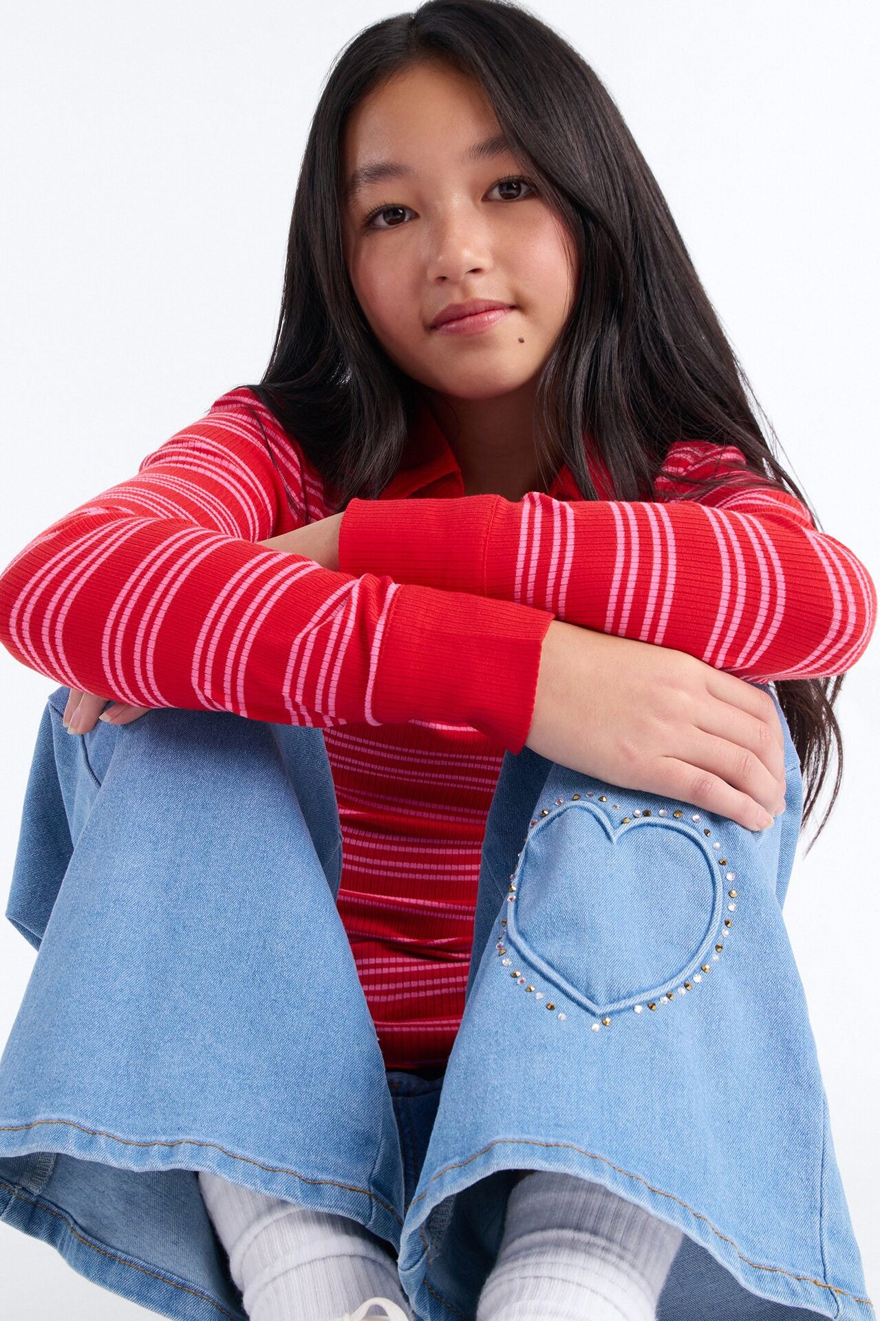 Mini Heart Of Mind Wide Leg Jeans - Medium Wash
