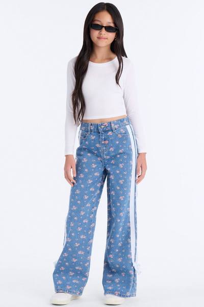 Mini Big Plans Floral Wide Leg Jeans - Medium Wash