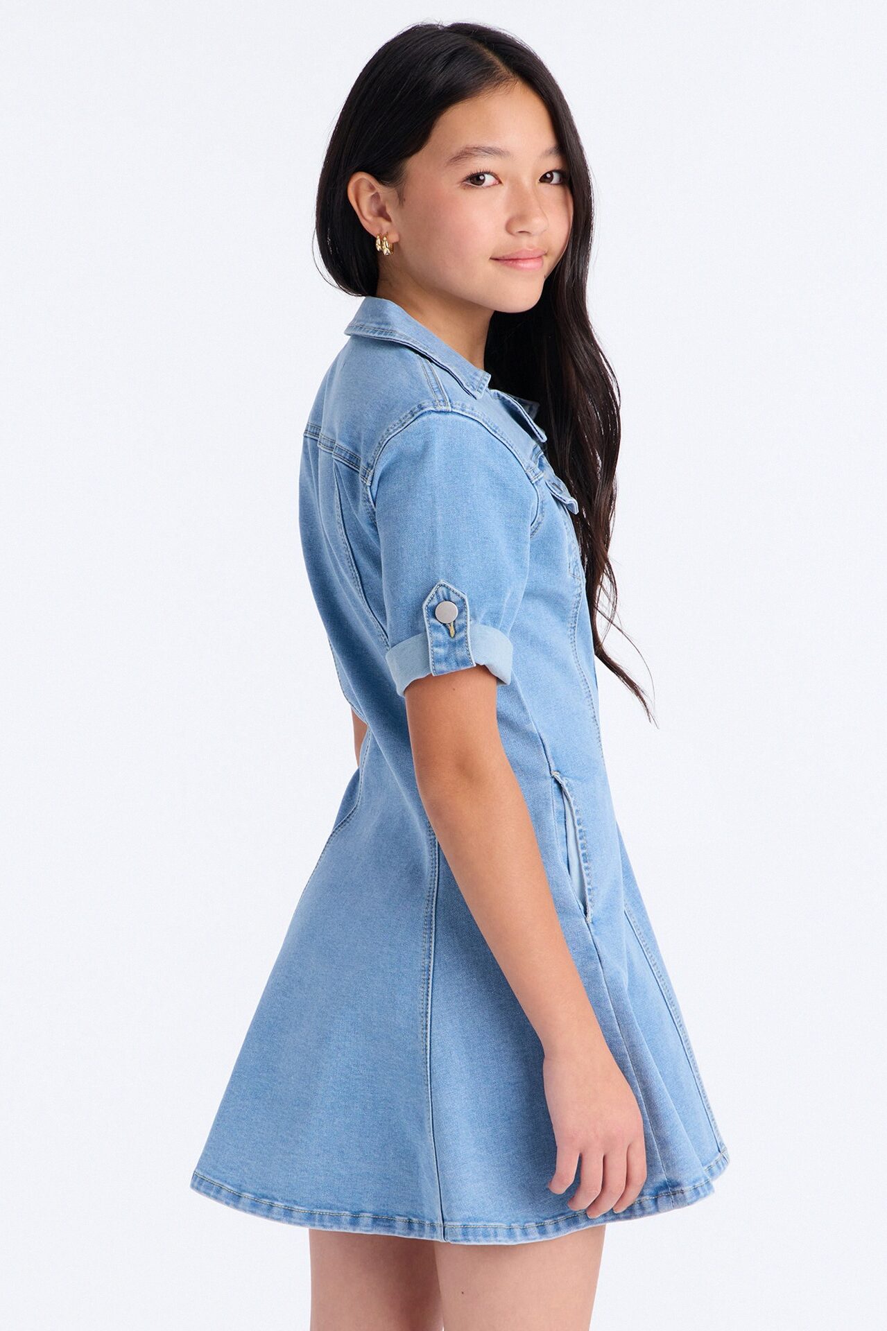 Mini Raven Stretch Denim Dress - Light Wash