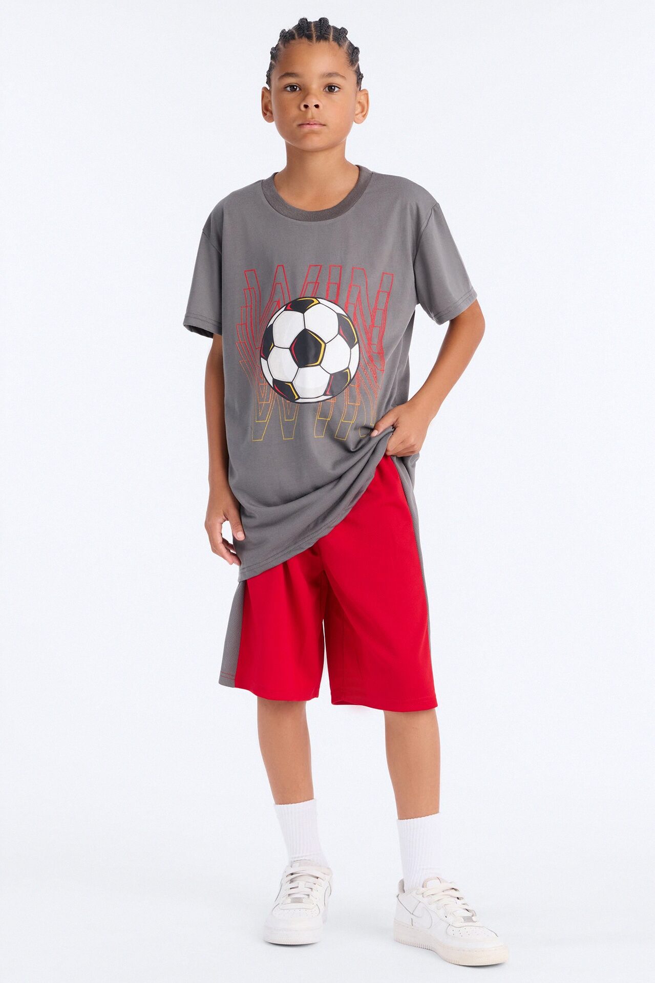 Mini Winning Is My Goal Short Set - Grey/combo