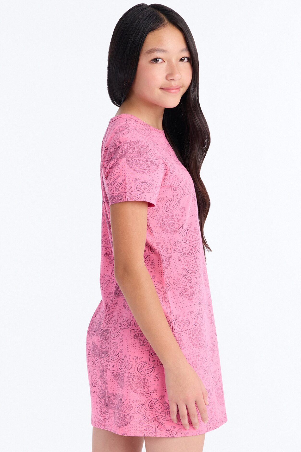Mini Von Dutch Paisley TShirt Dress - Pink