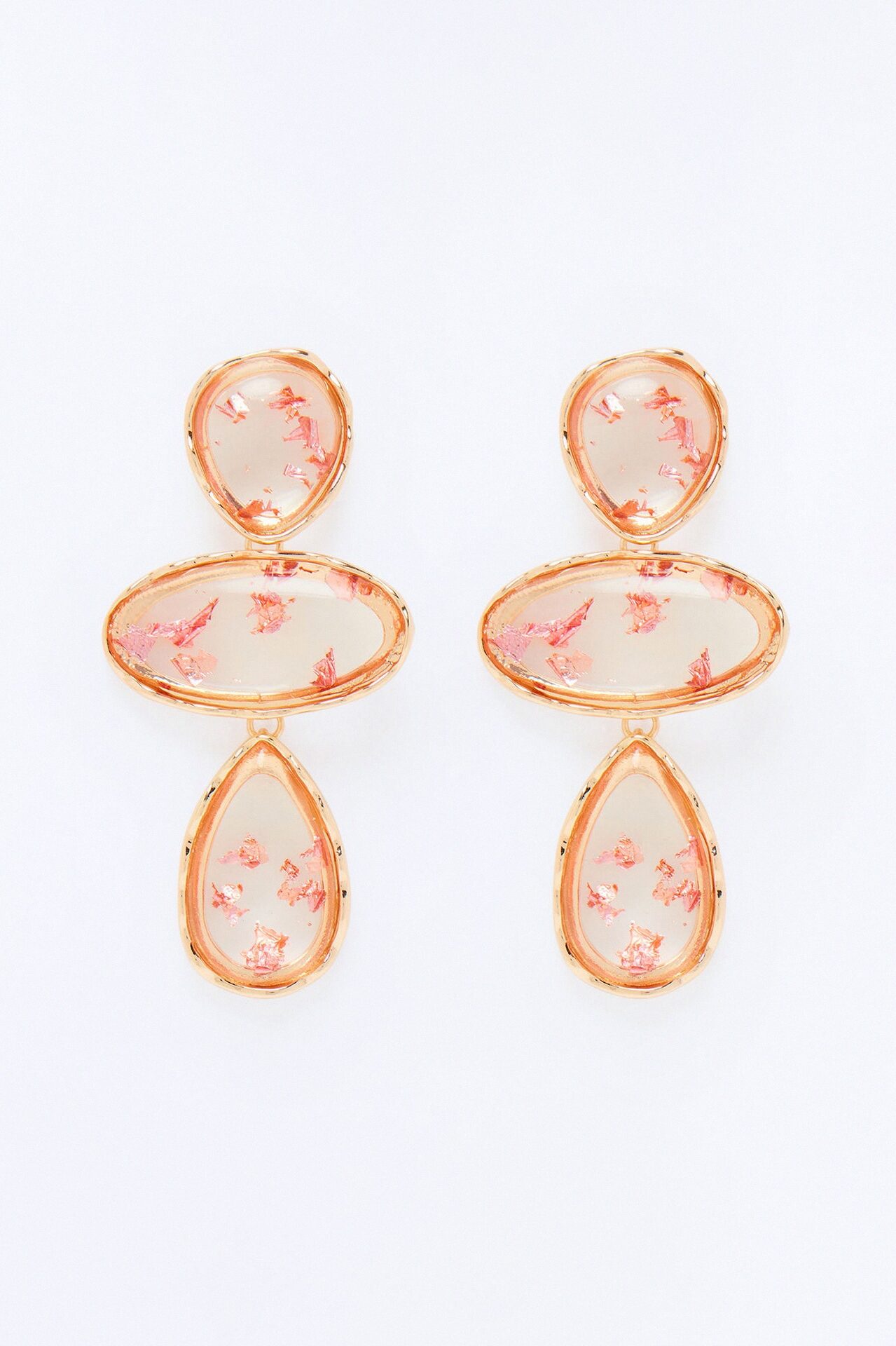 Gleam And Glow Drop Earrings - Gold/Pink