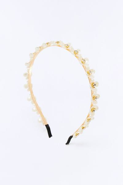 It's Giving Spring Pearl Flower Headband - Gold