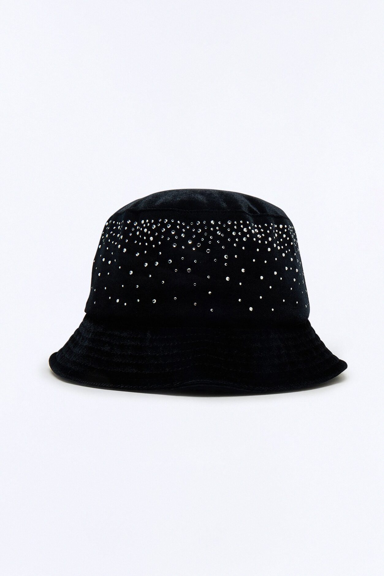 Rhinestone Embellished Bucket Hat - Black