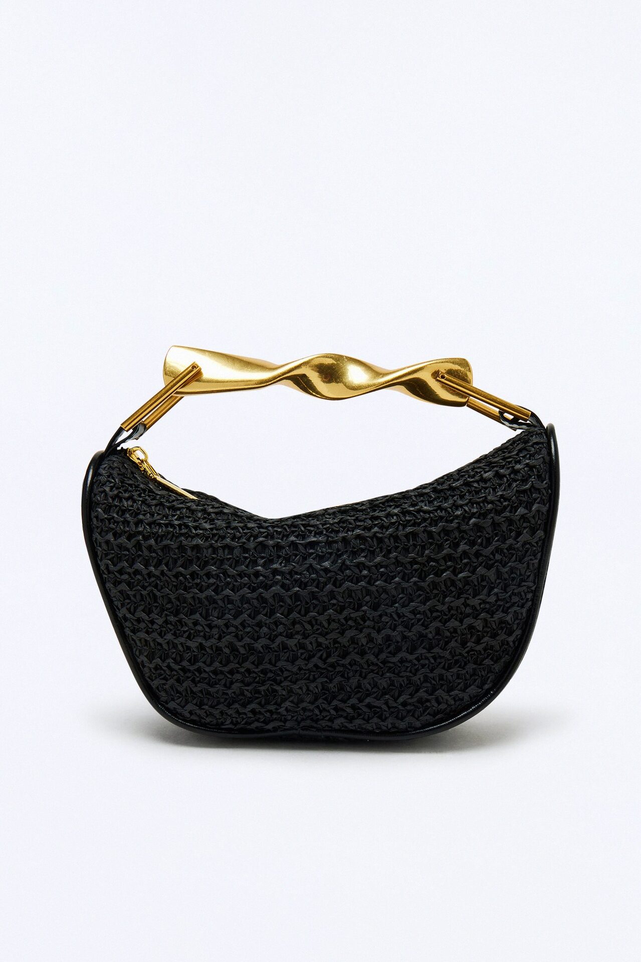 Bright Horizon Straw Satchel Handbag - Black