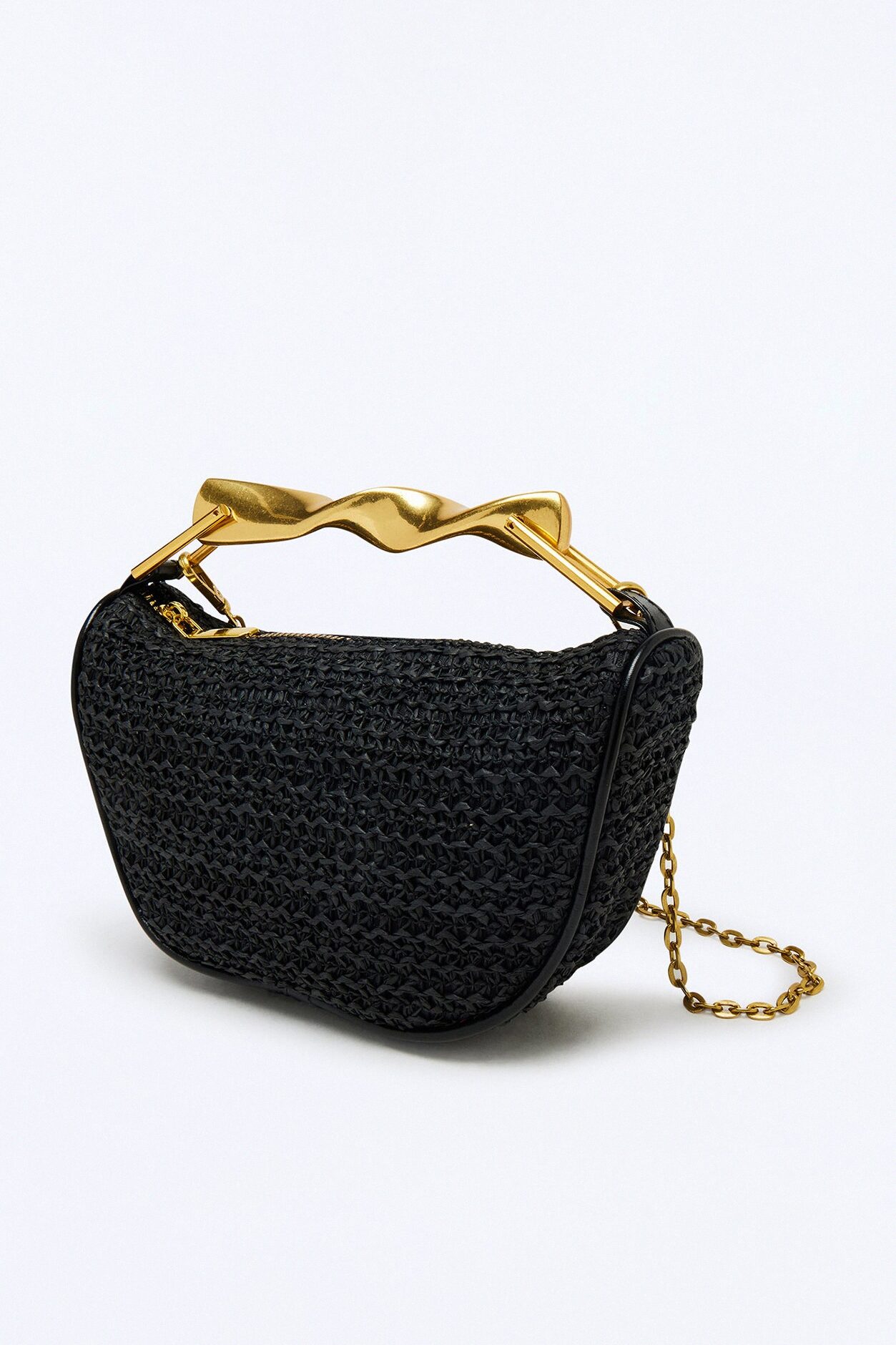Bright Horizon Straw Satchel Handbag - Black