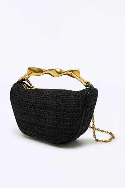 Bright Horizon Straw Satchel Handbag - Black