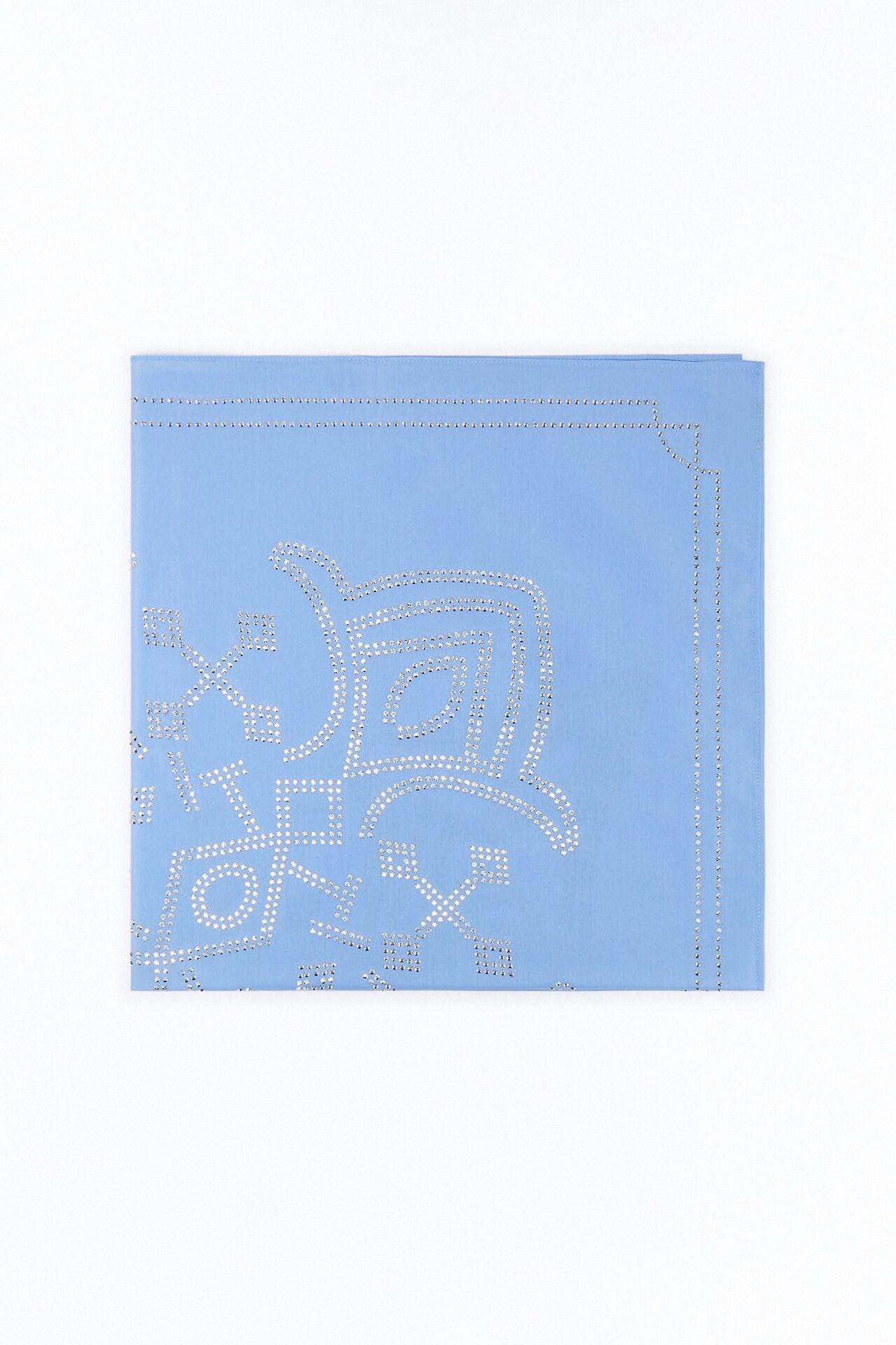 Rhinestone Cross Graphic Large Bandana - Light Blue