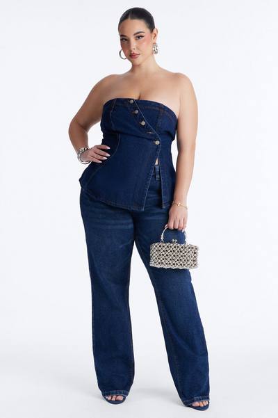 Denim Therapy Asymmetrical Tube Top - Indigo