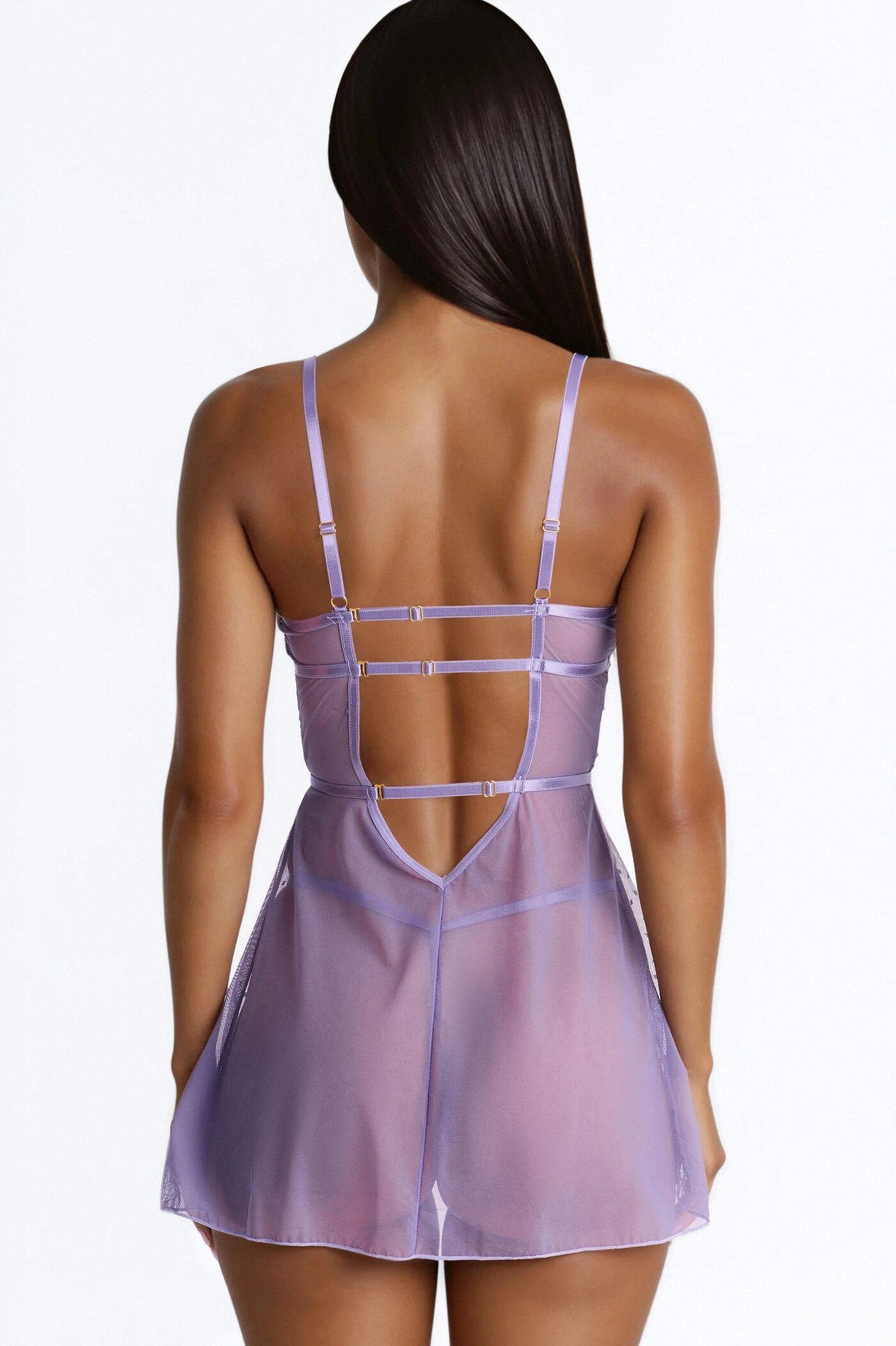 In A Haze Dotted Mesh A-Line Babydoll - Lavender
