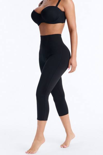 Mid Compression Shapewear Capri Pant - Black