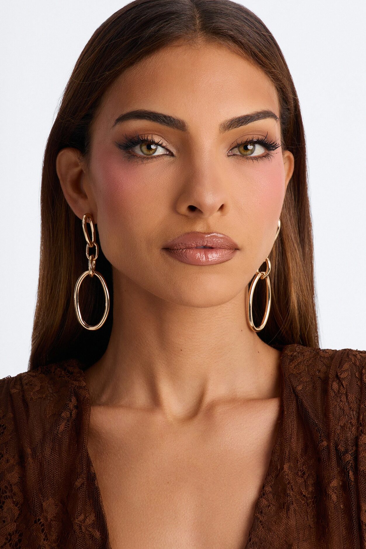 Chained Me Hardware Drop Earrings - Gold