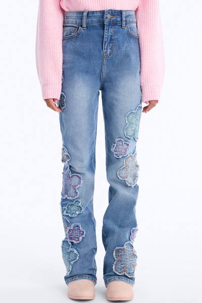 Mini Flower Field Floral Bootcut Jeans - Medium Wash
