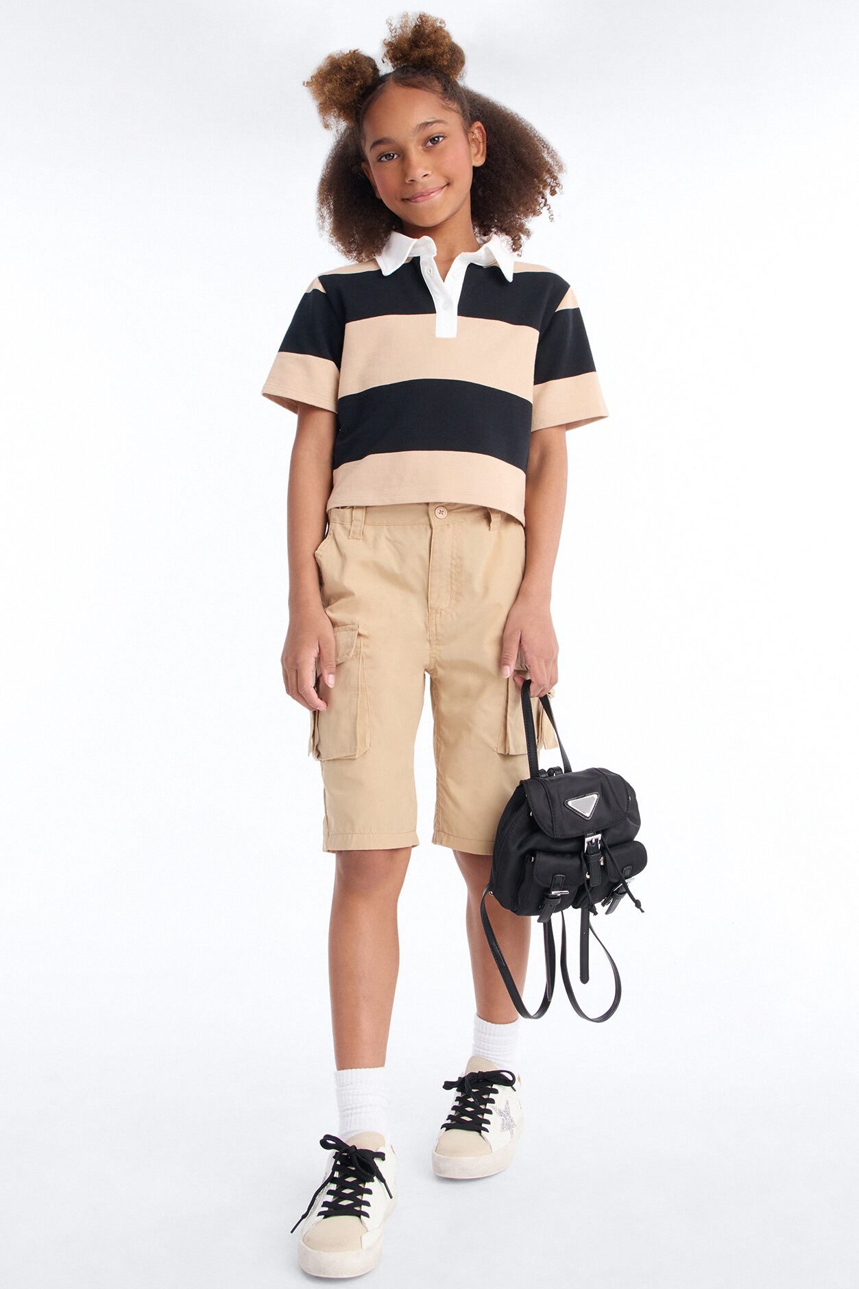 Mini Victoria Cargo Bermuda Shorts - Khaki