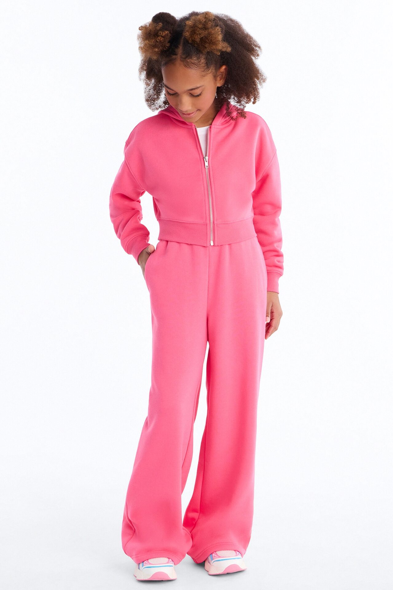 Mini Tell Me More Sportscore Wide Leg Sweatpants - Hot Pink
