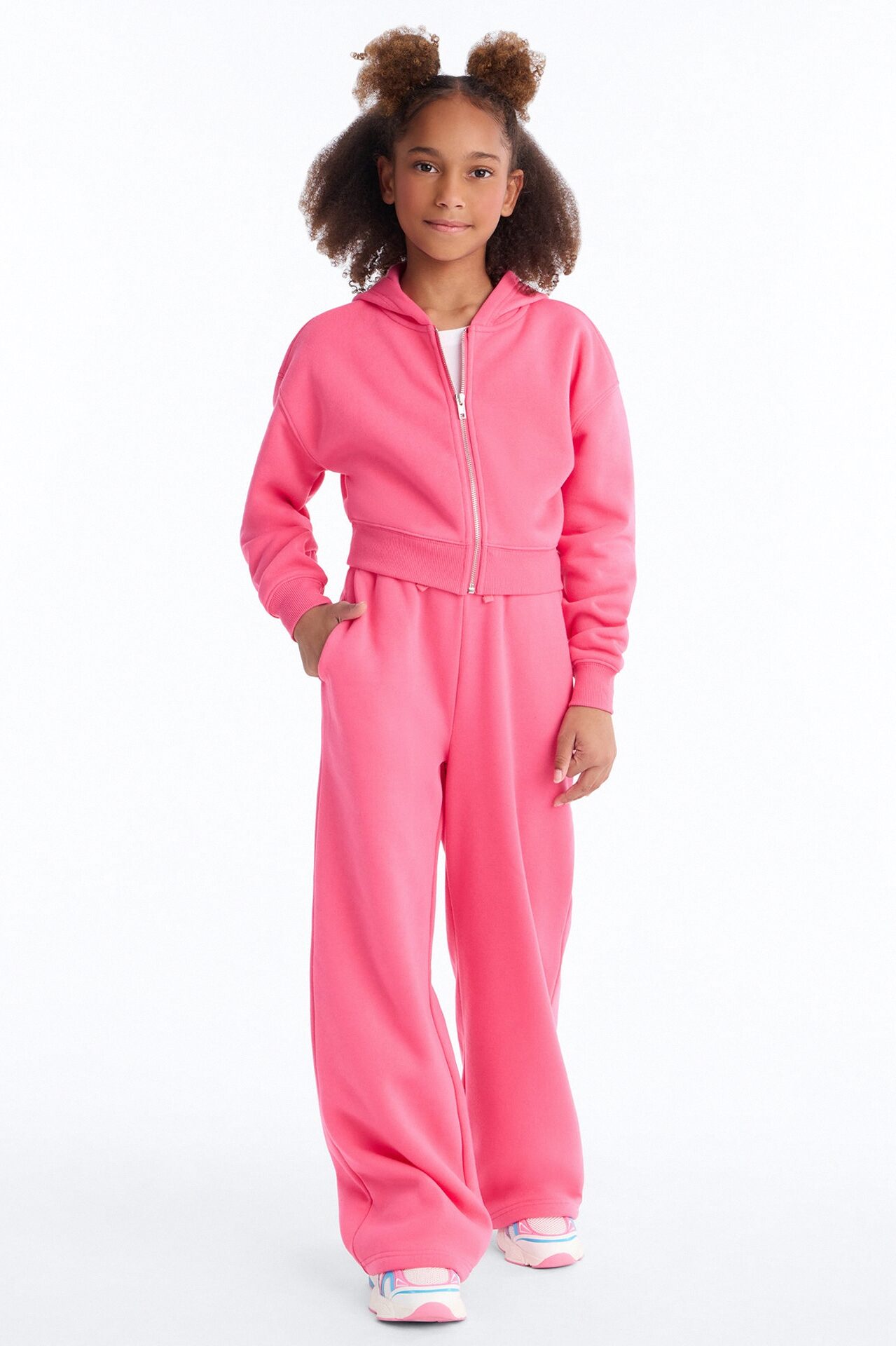 Mini Tell Me More Sportscore Wide Leg Sweatpants - Hot Pink