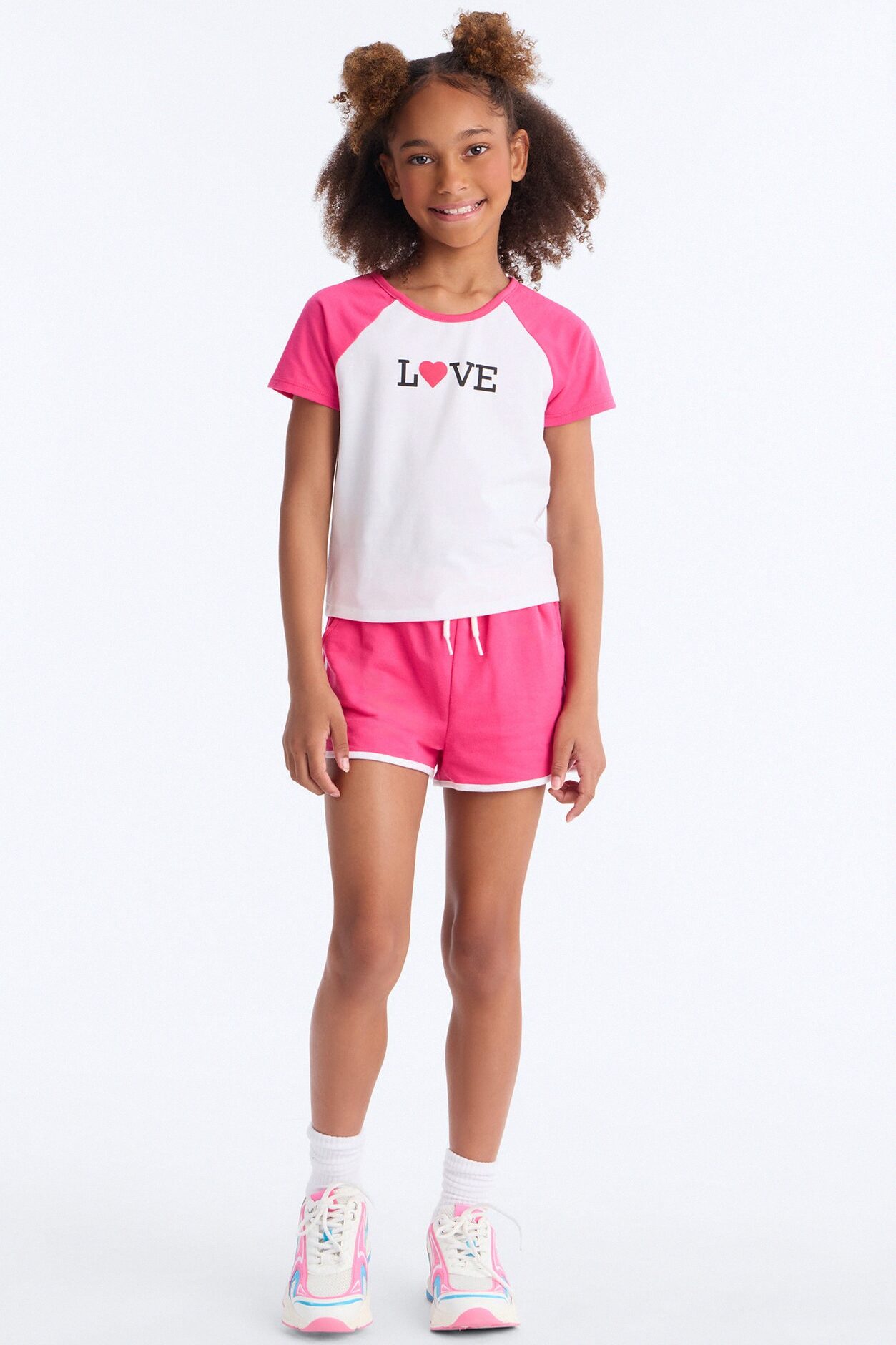 Mini Lots Of Love Short Set - Pink/combo