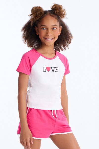 Mini Lots Of Love Short Set - Pink/combo