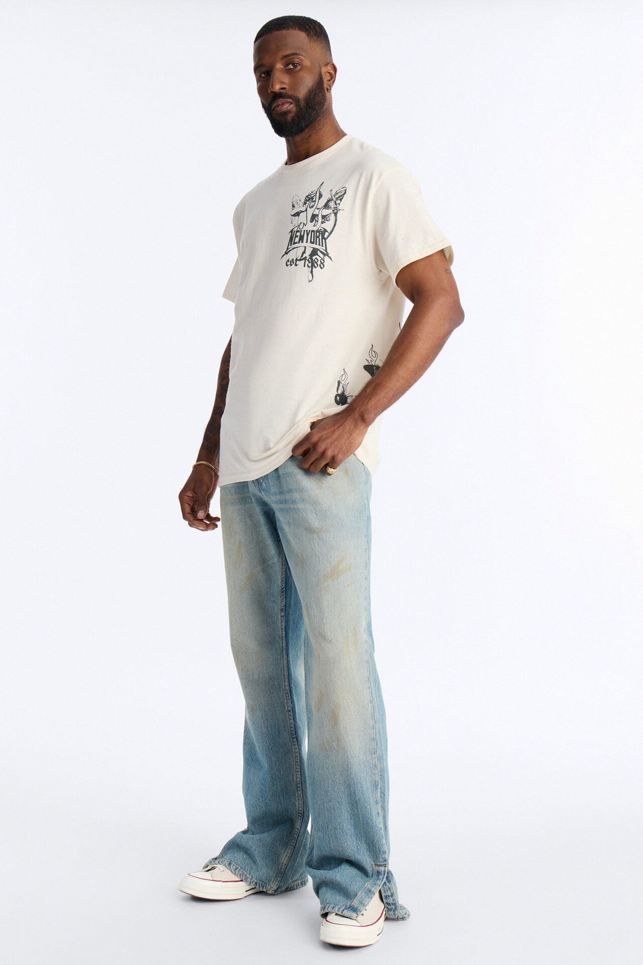 New York Saint Oversized Short Sleeve Tee - Natural