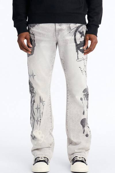 Stacked Skinny Flare Ace Royale Jean - Grey