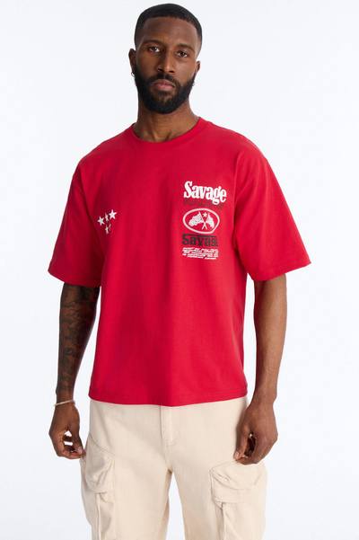 Savage Racing Insticts Boxy Short Sleeve Tee - Red