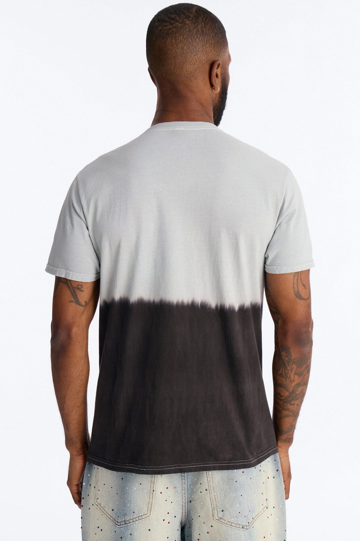 God's Plan Dip-Dye Graphic Short Sleeve Tee - Grey/Black