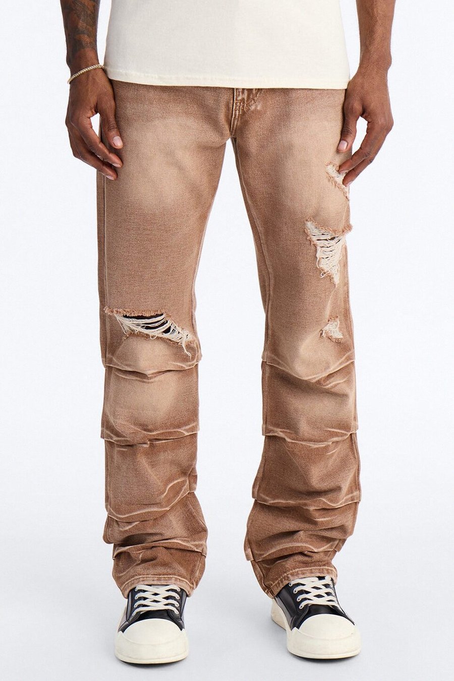 Straight Down The Street Ripped Jeans - Brown