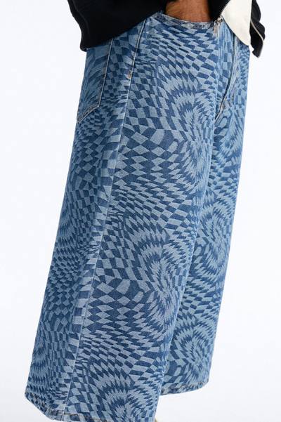 Super Baggy Trippy Check Denim Short - Medium Blue Wash