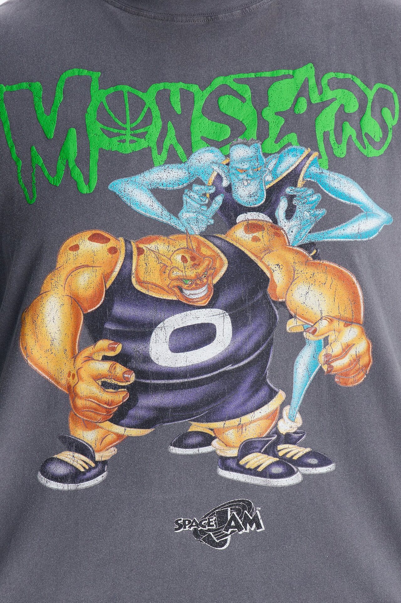 Space Jam Monstars Puff Print Premium Short Sleeve Shirt - Charcoal